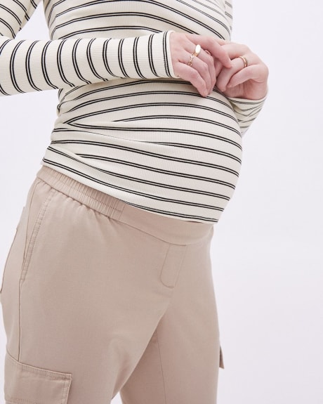 Long-Sleeve Crew-Neck Ribbed Tee - Thyme Maternity