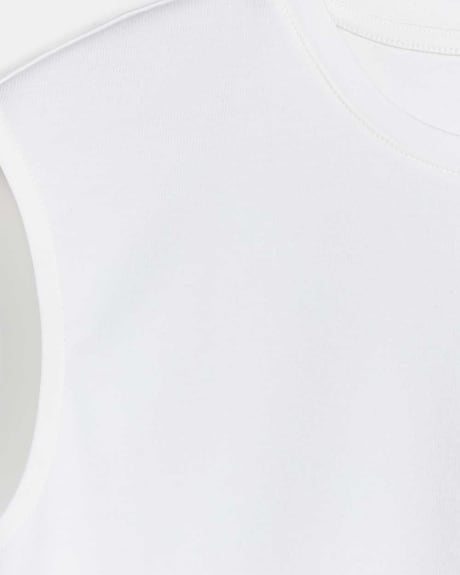 T-Shirt Blanc Sans Manches en Coton