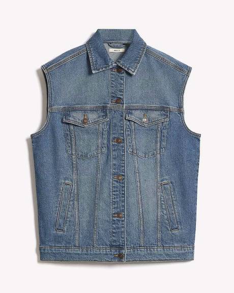 Veste Sans Manches Ample en Denim