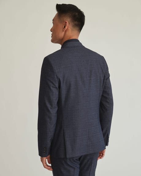 Slim Fit Medium Blue Glen Check Suit Blazer