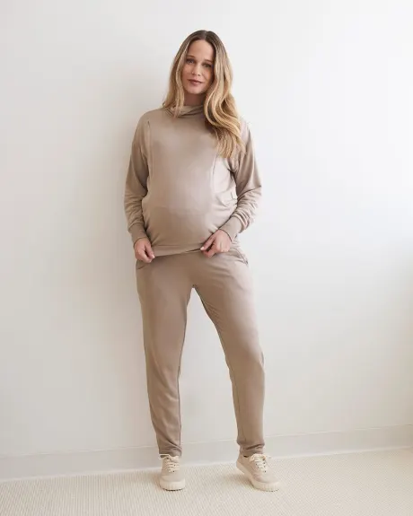 French Terry High-Neck Nursing Sweatshirt - Thyme Maternity