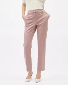 Pantalon Mauve à Jambe Droite et Taille Mi-Haute
