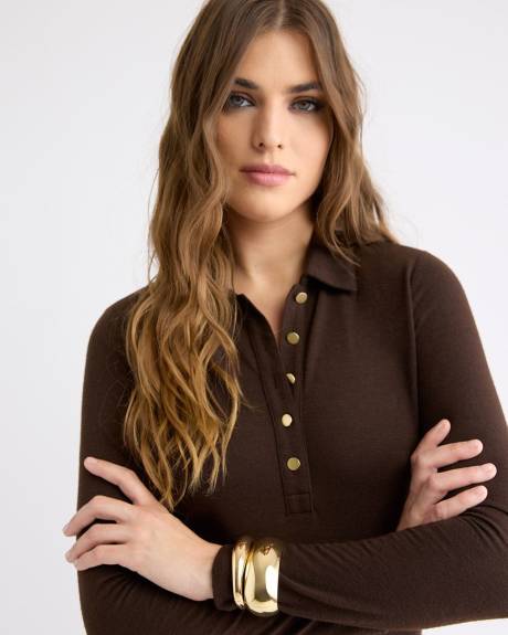 Polo Ajusté à Manches Longues