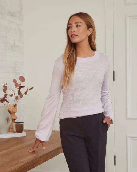 Fancy Stitch Long Puffy Sleeve Pullover
