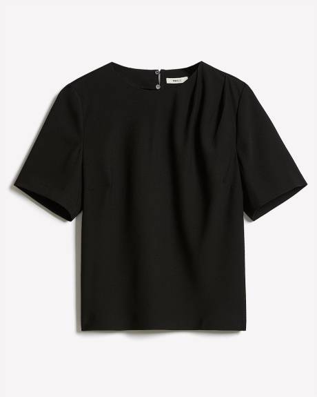 Blouse Bimatière à Manches Courtes et Col Rond