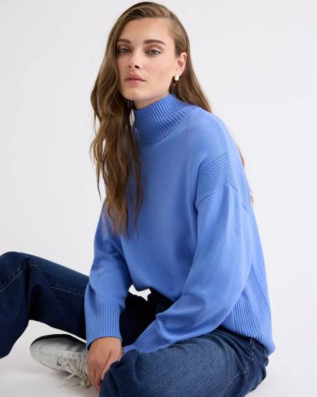 Long-Sleeve Funnel-Neck Merino-Blend Sweater