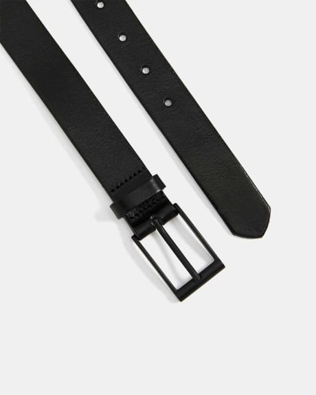 Solid Leather Belt with Black Buckle