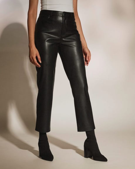 4-Way Stretch High-Rise Ankle-Length Faux-Leather Pants