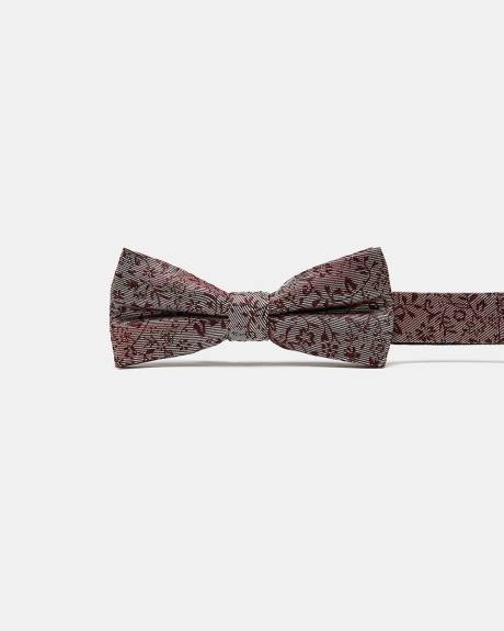 Raspberry Bow Tie with Floral Pattern