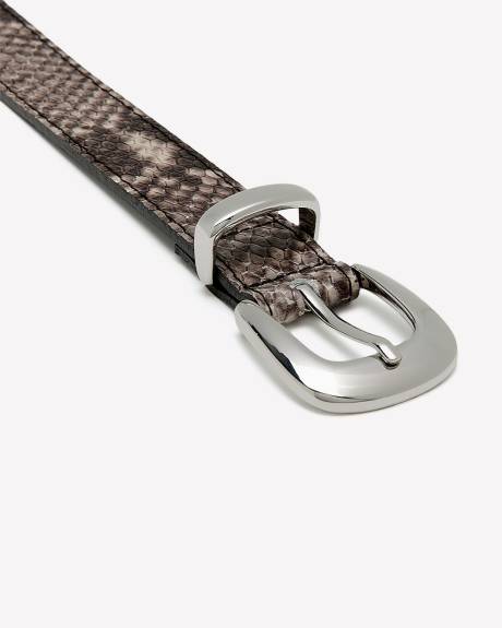 Ceinture en Cuir à Motif Peau de Serpent