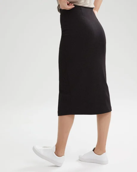 Stretch Pull-On Midi Skirt with Slit