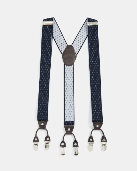Blue Suspenders with Micro Pattern