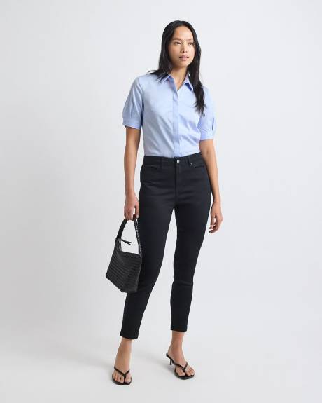 Short-Sleeve Buttoned-Down Poplin Blouse