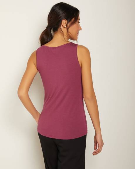 Mixed media boat-neck cami