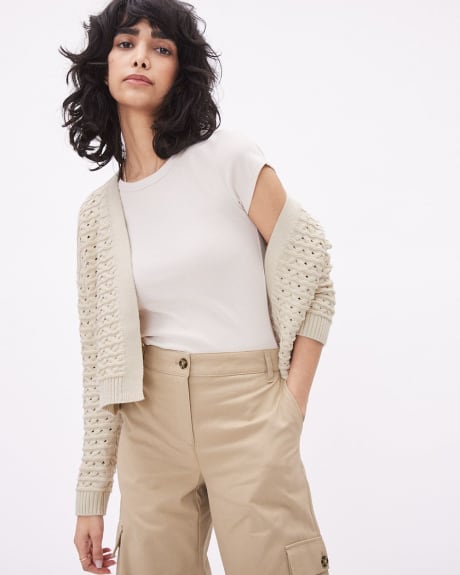 Classic Open Cardigan with Fancy Stitches