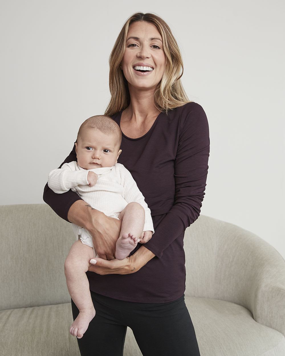 Nursing Long-Sleeve Top with Scoop Neckline, Set of 2 - Thyme Maternity