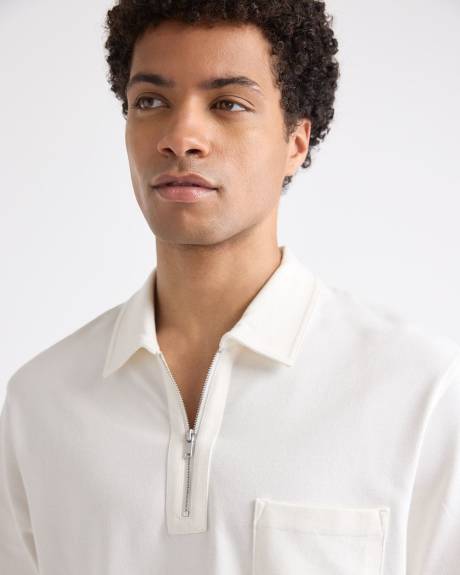Polo Ample à Demi-Zip et Manches Courtes