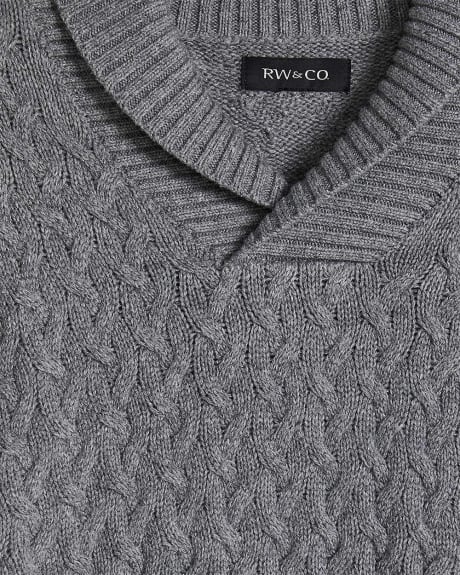 Fancy Stitch Shawl Neck Sweater