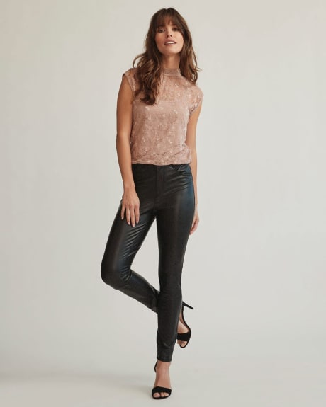 Chantilly Lace Top with Mock-Neck and Tie at Back