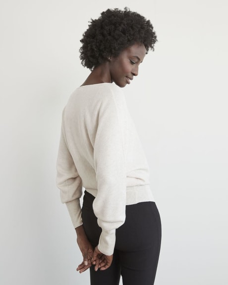 Batwing-Sleeve Sweater with Sweetheart Neckline