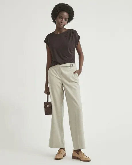 Two Tone Beige Mid-Rise Wide Leg Pant