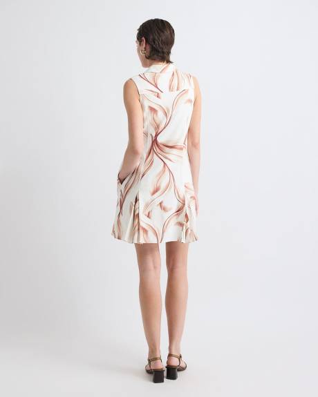 Sleeveless Linen-Blend Mini Dress with Shirt Collar