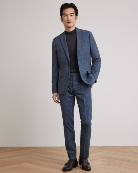 Slim-Fit Blue Windowpane Suit Blazer