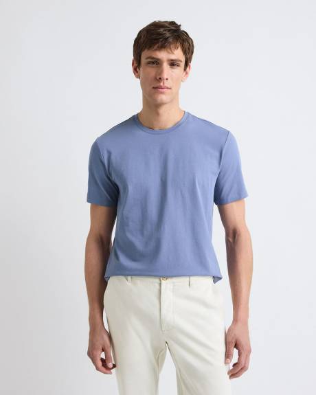 T-Shirt Uni &agrave; Col Rond en Coton Supima (R)