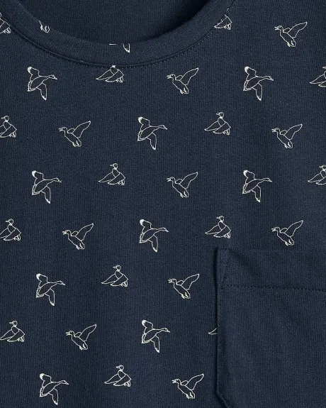 Printed T-Shirt with Solid Pocket
