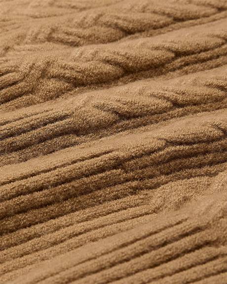 Pull en Mailles Torsadées à Manches Longues et Col Rond