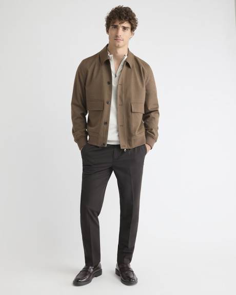 Twill Bomber Jacket with Shirt Collar