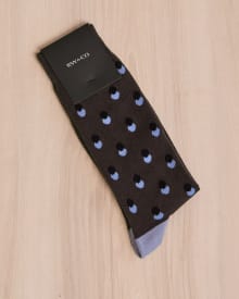 Taupe Socks with Blue Dots