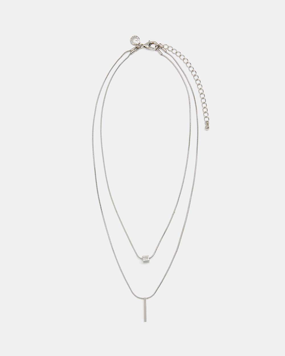 TwoRow Necklace with Square and Stick Pendants RW&CO.