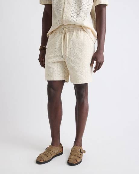 Embroidered Short with Elastic Waistband