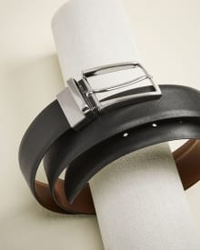 Reversible black and tan leather belt