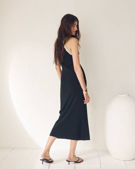 Robe Maxi C&ocirc;tel&eacute;e Sans Manches avec D&eacute;tails Crochet&eacute;s