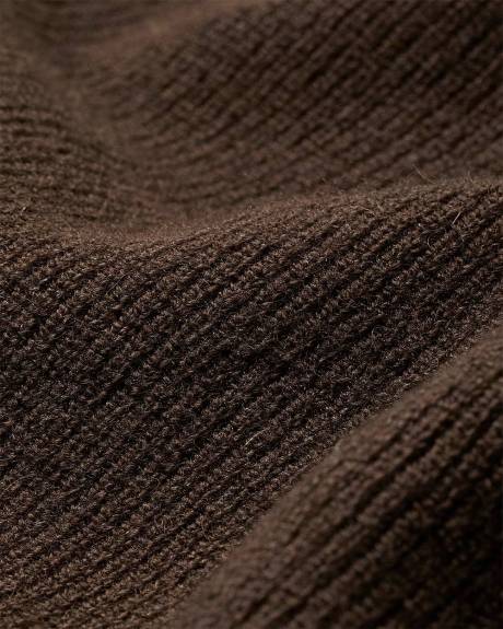 Mock-Neck Sweater with Buttons on Sleeves