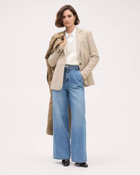 Beige One-Button Blazer