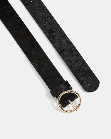 Crushed Velvet Belt with Round Buckle