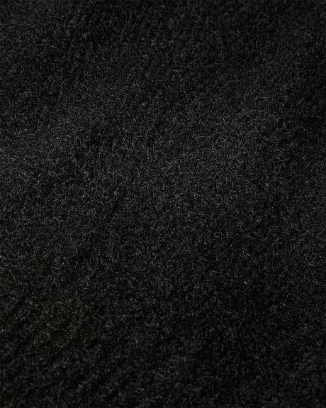 Pull Pelucheux à Manches Courtes et Col Rond