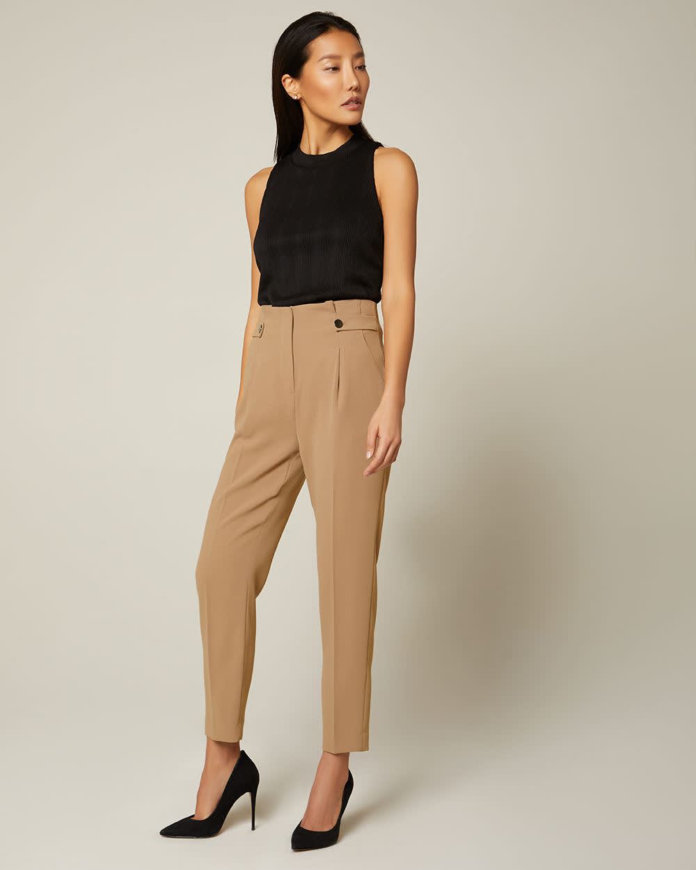 Buttoned High-waist pleated pant | RW&CO.