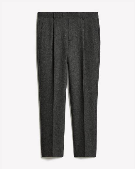 Pantalon de Complet en Tweed à Jambe Fuselée Plissée