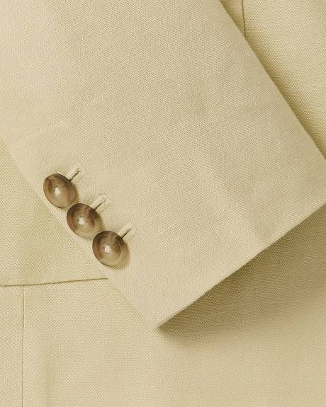 Fitted One-Button Linen-Blend Blazer