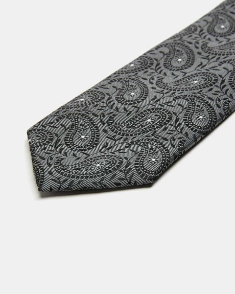 Regular Grey Tie with Paisley Pattern