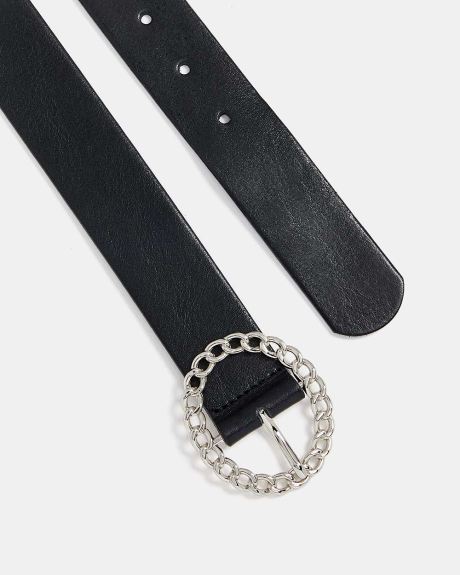 Metail Chain Buckle Leather Belt