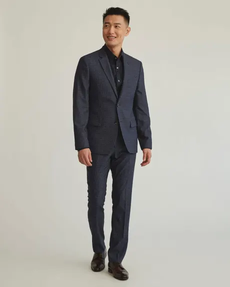 Slim Fit Medium Blue Glen Check Suit Pant