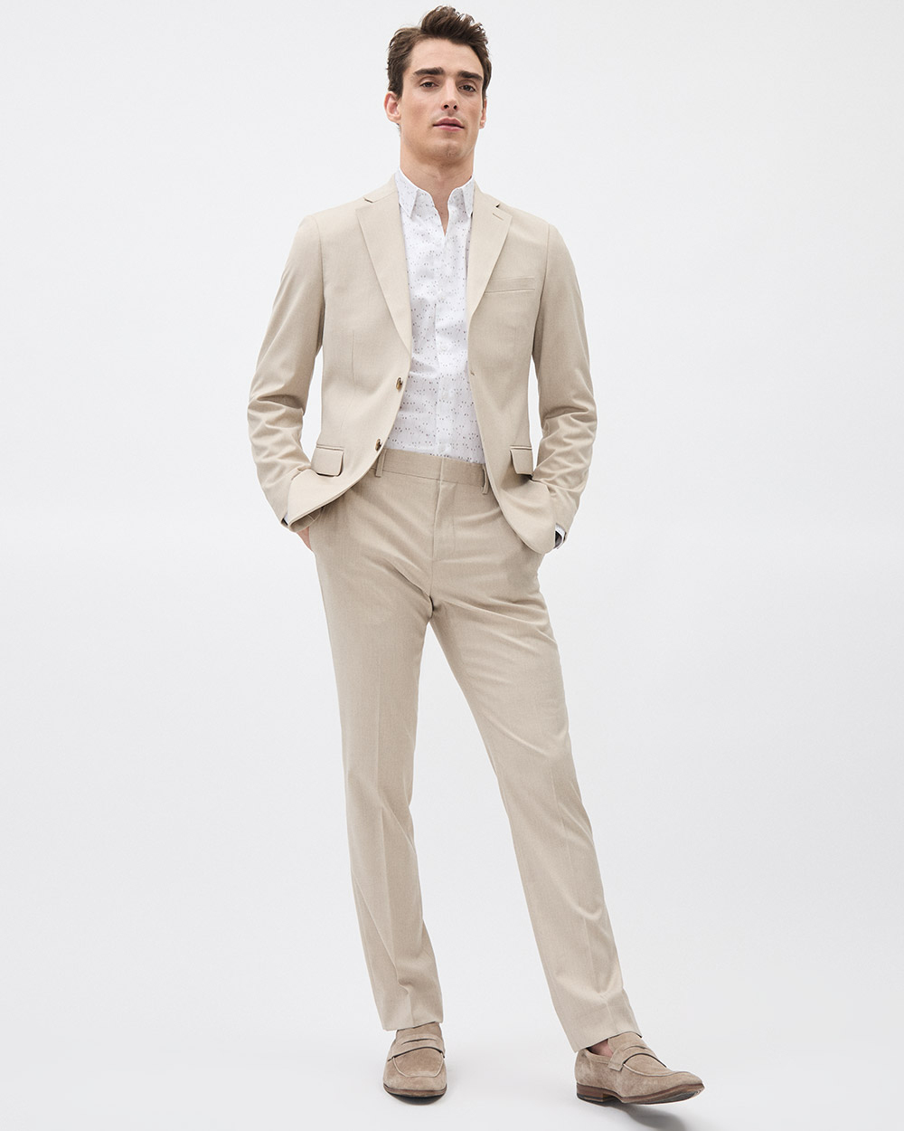 Slim-Fit Beige Suit