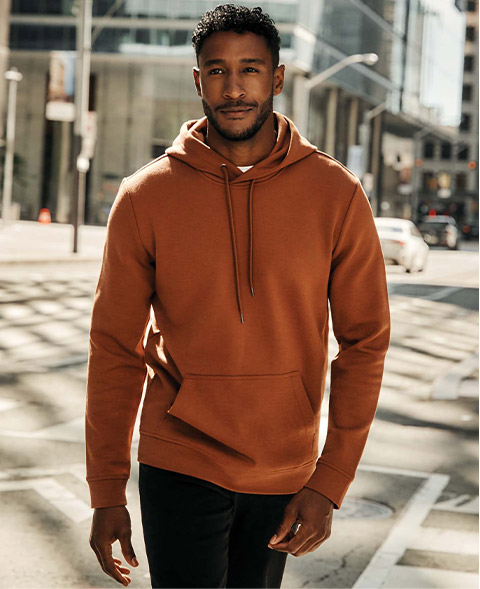 brown hoodie men outfit